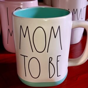 Rae Dunn MOM TO BE mug. Teal interior & bottom